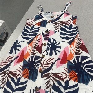 Vibrant Tropical Print Midi Dress